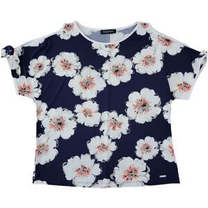 Ivanka Trump Women’s Large Navy Floral Printed Cold Shoulder Top/Blouse
